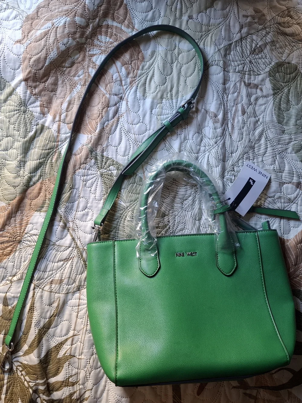 Nine West Green Leather Tote Bag
